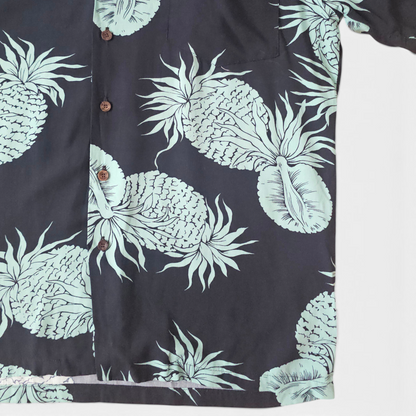 Hawaiian Rayon Shirt Kalaheo Pineapple - Made in USA Hawaii (M)