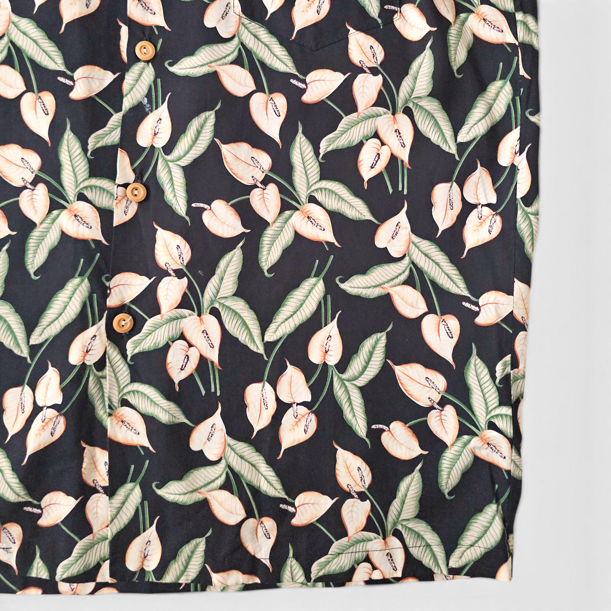 Hawaiian Rayon Shirt Paradise Found Mini Anthurium - Made in USA Hawaii (S)