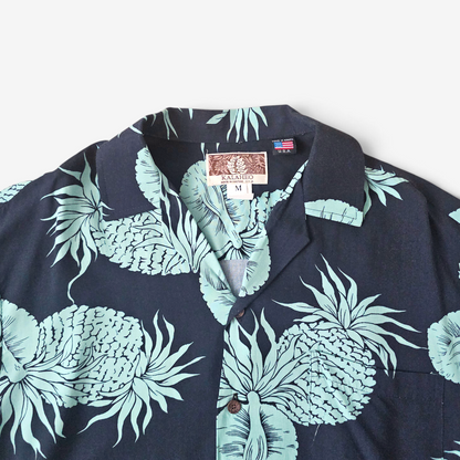 Hawaiian Rayon Shirt Kalaheo Pineapple - Made in USA Hawaii (M)
