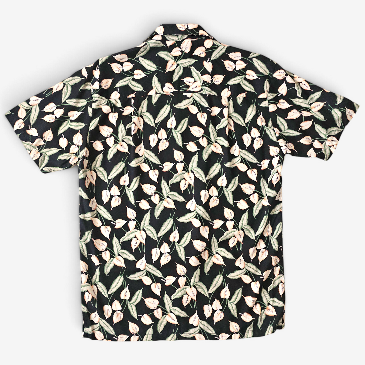 Hawaiian Rayon Shirt Paradise Found Mini Anthurium - Made in USA Hawaii (S)