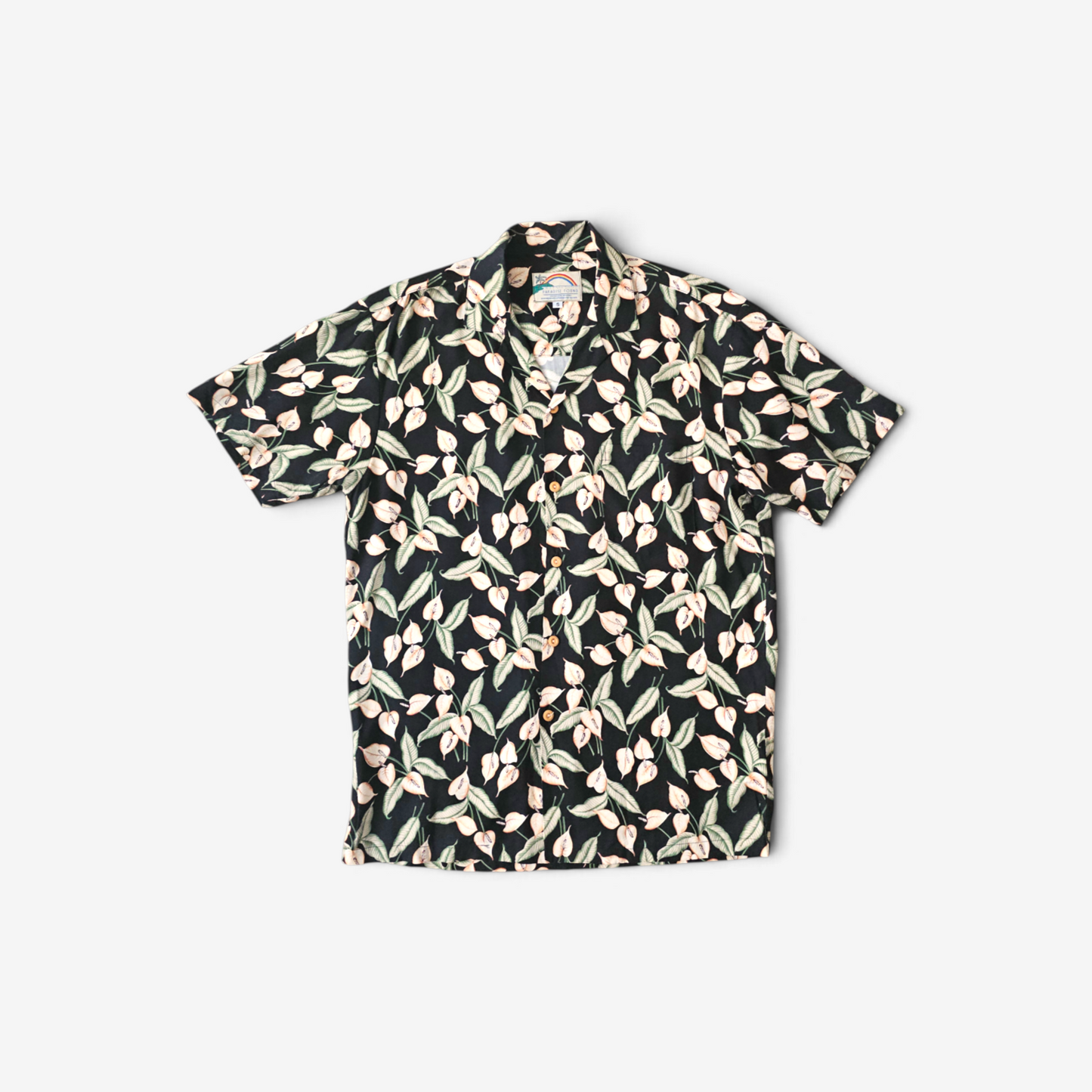 Hawaiian Rayon Shirt Paradise Found Mini Anthurium - Made in USA Hawaii