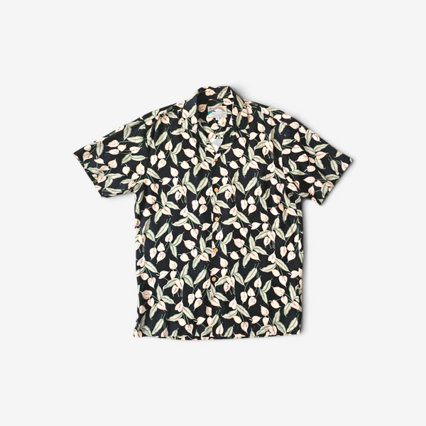 Hawaiian Rayon Shirt Paradise Found Mini Anthurium - Made in USA Hawaii