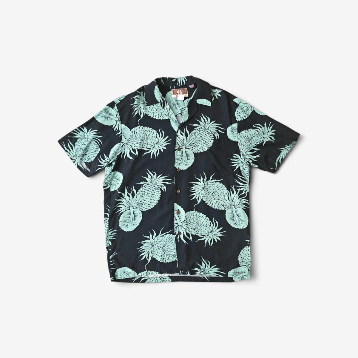 Hawaiian Rayon Shirt Kalaheo Pineapple - Made in USA Hawaii