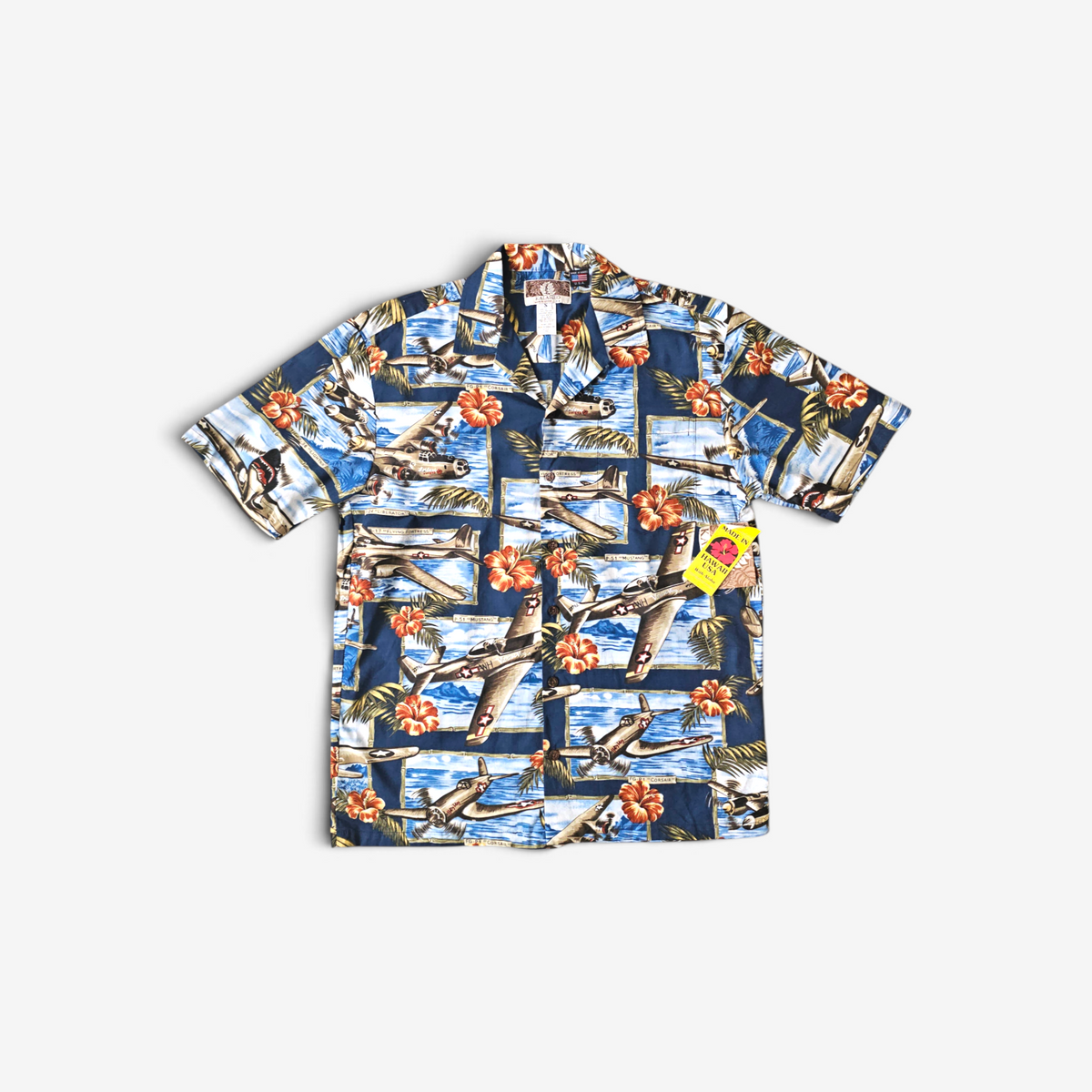 Hawaiian Shirt Vintage RJC WW2 Airplane - Made in USA