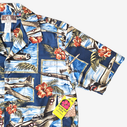 Hawaiian Shirt Vintage RJC WW2 Airplane - Made in USA (S)