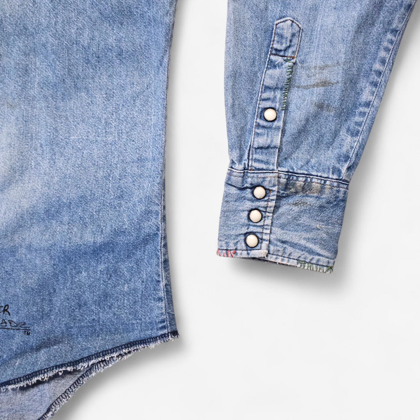 Chemise Wrangler Denim Vintage 1980's Western Shirt - Made in USA (L)