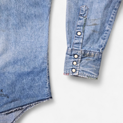 Chemise Wrangler Denim Vintage 1980's Western Shirt - Made in USA (L)