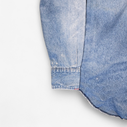 Chemise Wrangler Denim Vintage 1980's Western Shirt - Made in USA (L)