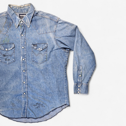 Chemise Wrangler Denim Vintage 1980's Western Shirt - Made in USA (XXL)