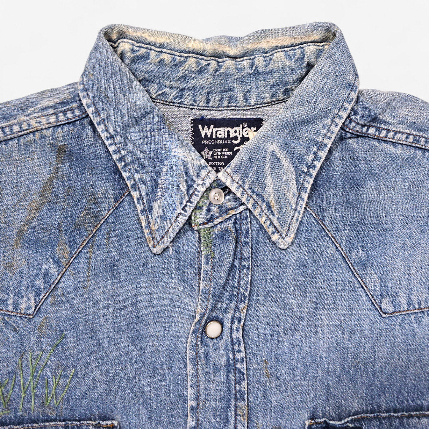 Chemise Wrangler Denim Vintage 1980's Western Shirt - Made in USA (XXL)