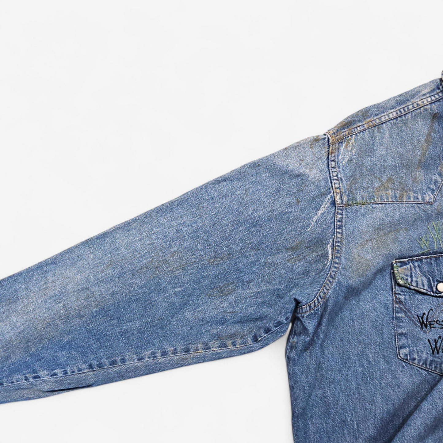 Chemise Wrangler Denim Vintage 1980's Western Shirt - Made in USA (L)