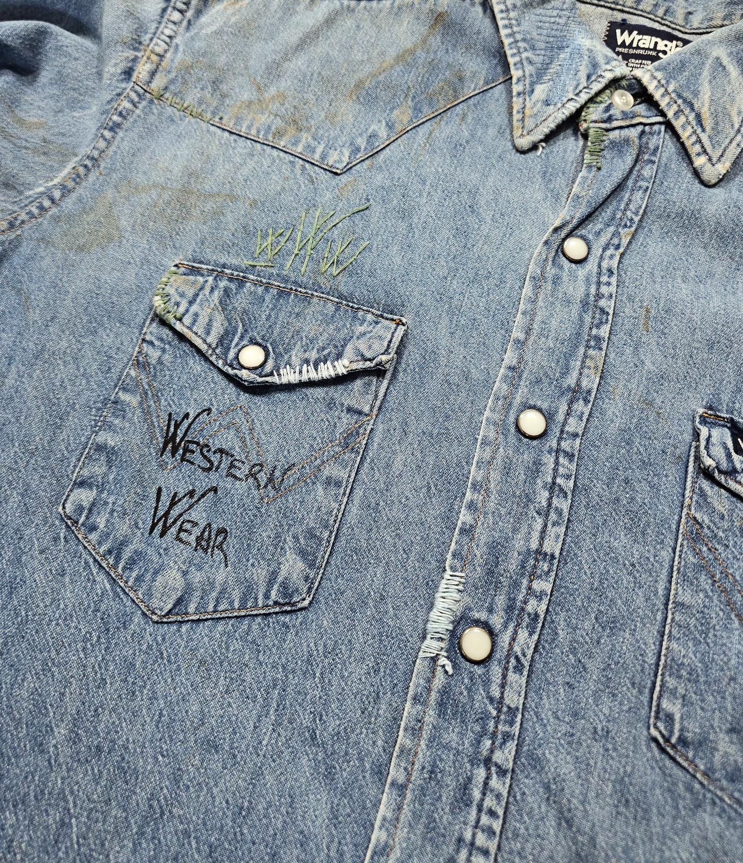 Chemise Wrangler Denim Vintage 1980's Western Shirt - Made in USA (XXL)