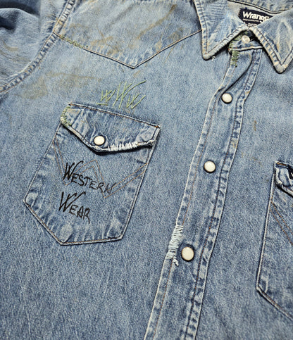 Chemise Wrangler Denim Vintage 1980's Western Shirt - Made in USA (XXL)