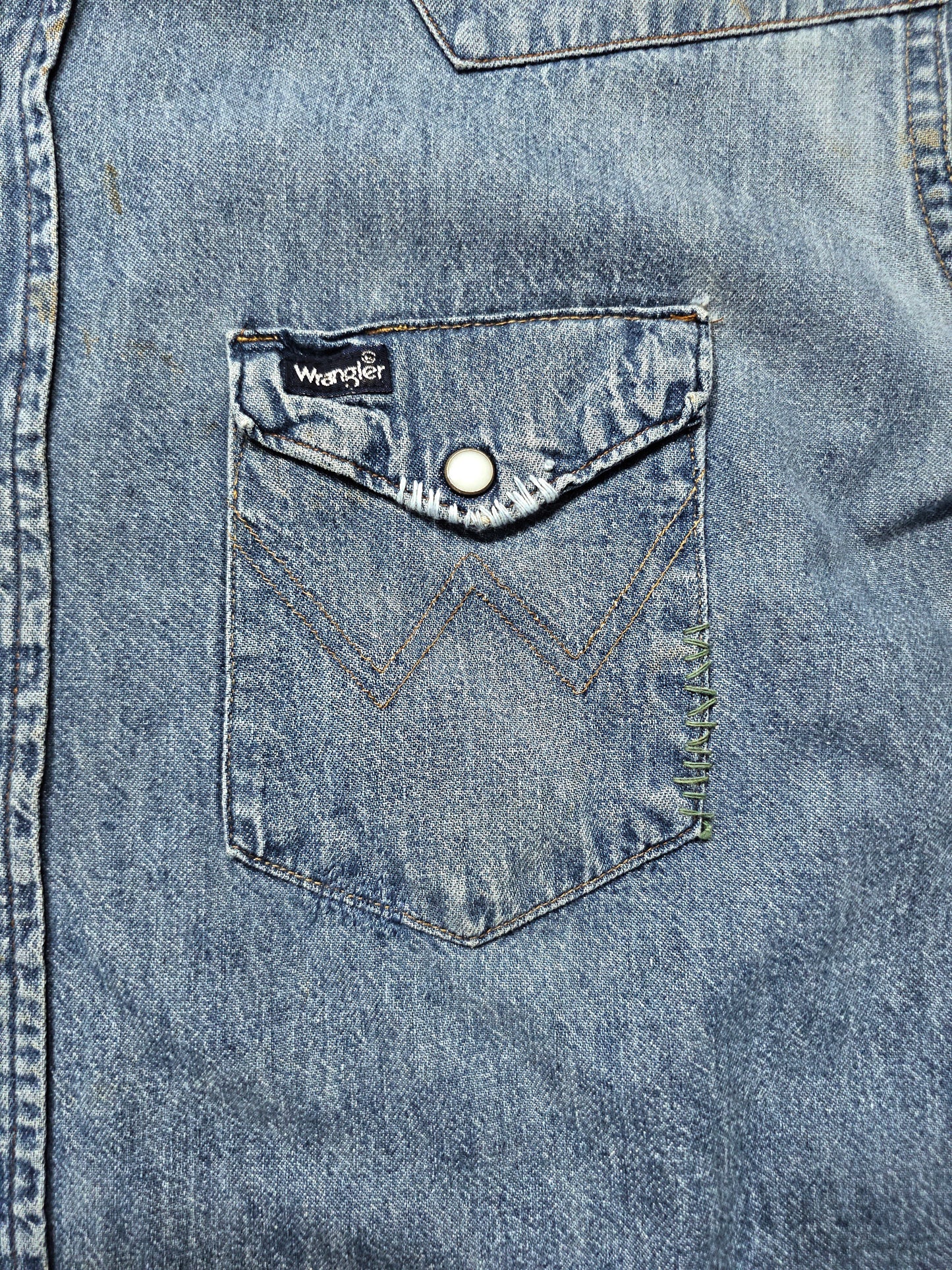 Chemise Wrangler Denim Vintage 1980's Western Shirt - Made in USA (XXL)