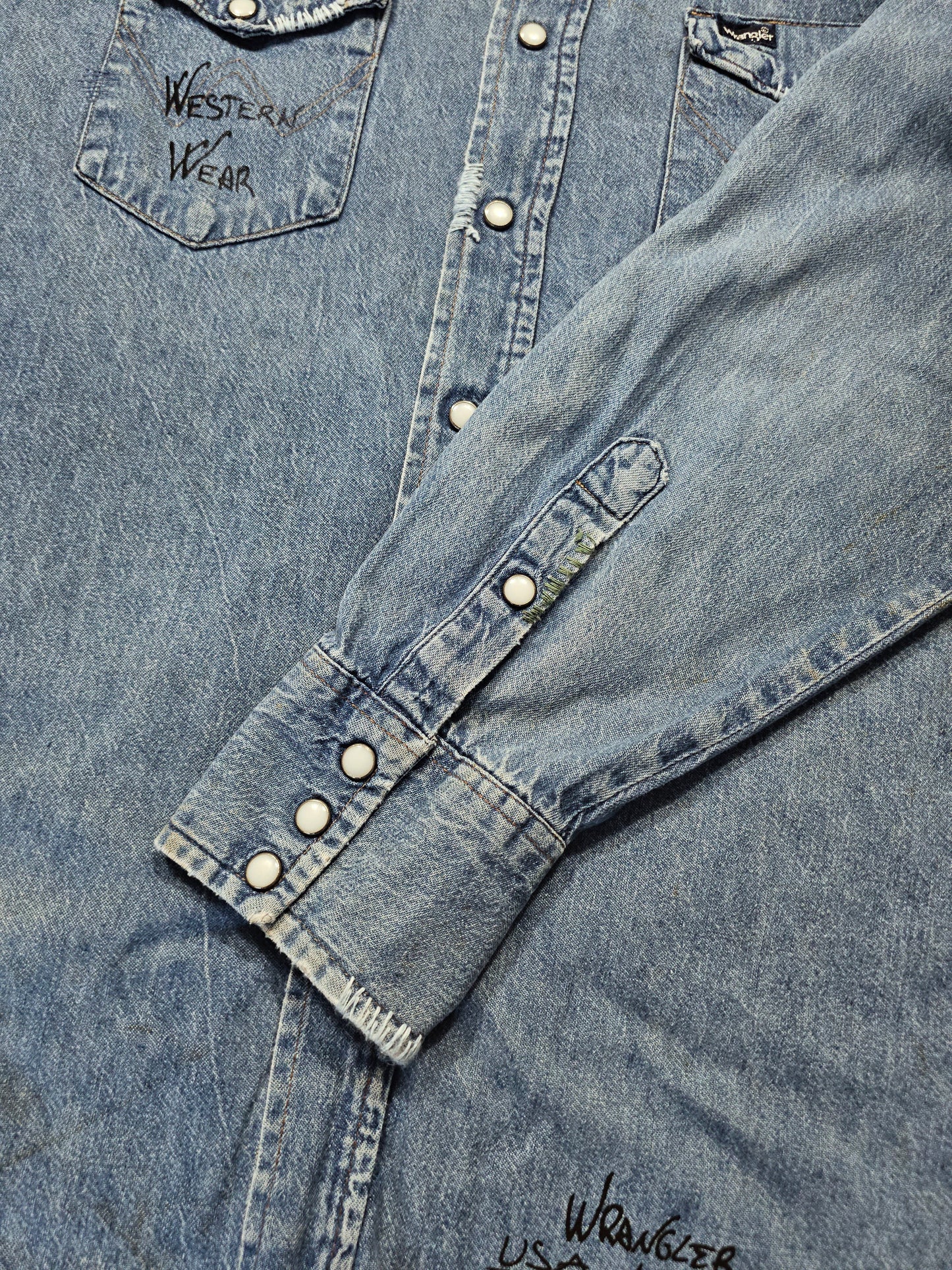 Chemise Wrangler Denim Vintage 1980's Western Shirt - Made in USA (XXL)