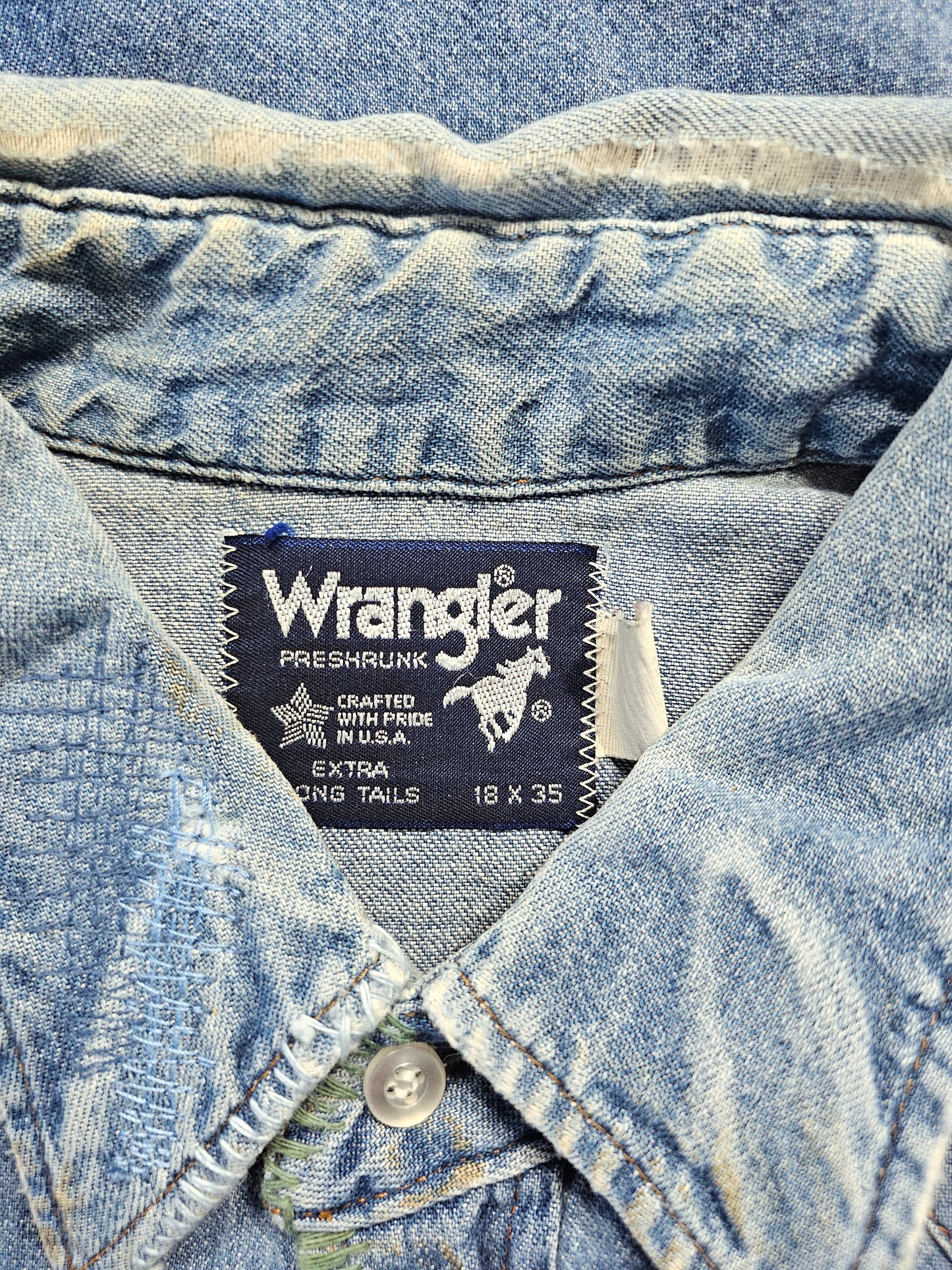 Chemise Wrangler Denim Vintage 1980's Western Shirt - Made in USA (XXL)