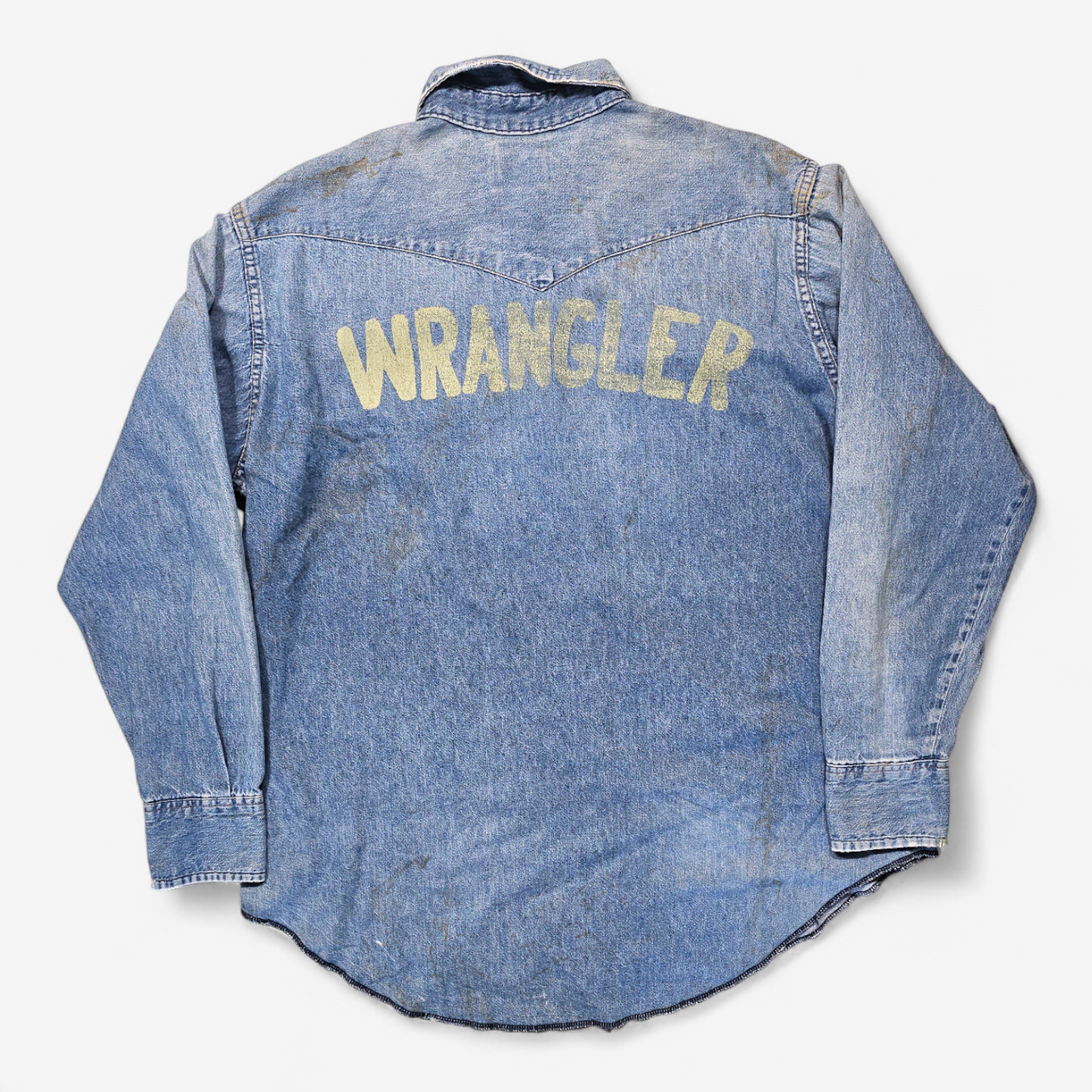 Chemise Wrangler Denim Vintage 1980's Western Shirt - Made in USA (L)