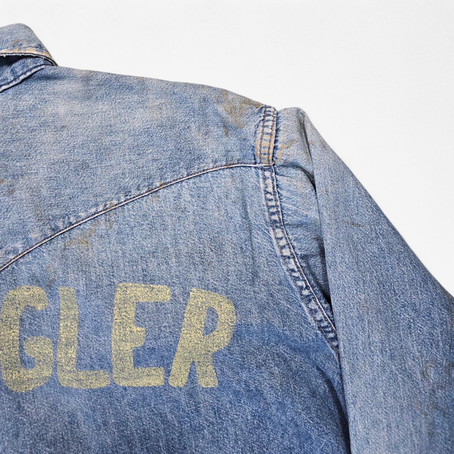 Chemise Wrangler Denim Vintage 1980's Western Shirt - Made in USA (L)