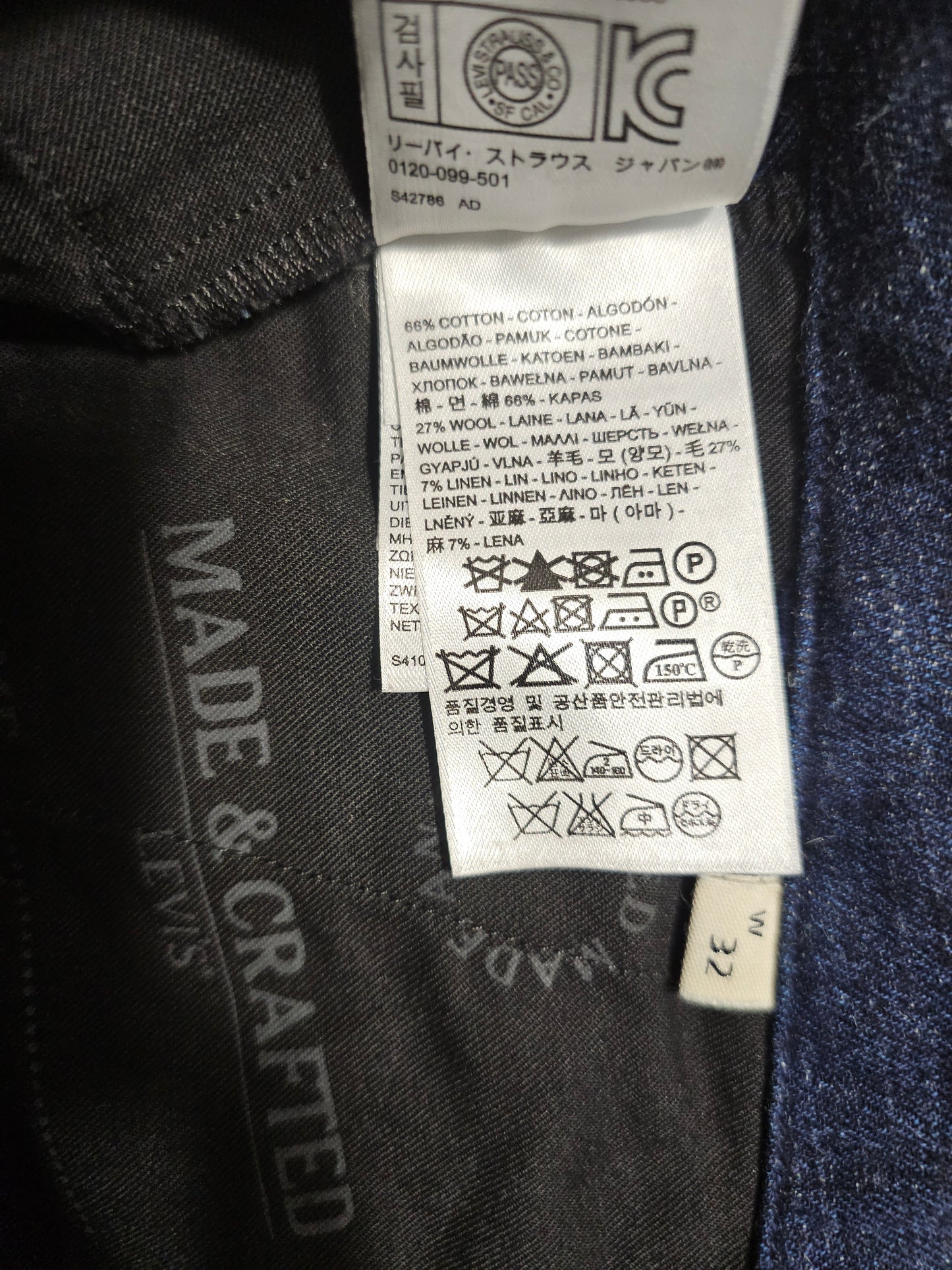 Levi's Made&Crafted Drill Chino Blended Wool Trousers (W32L32)