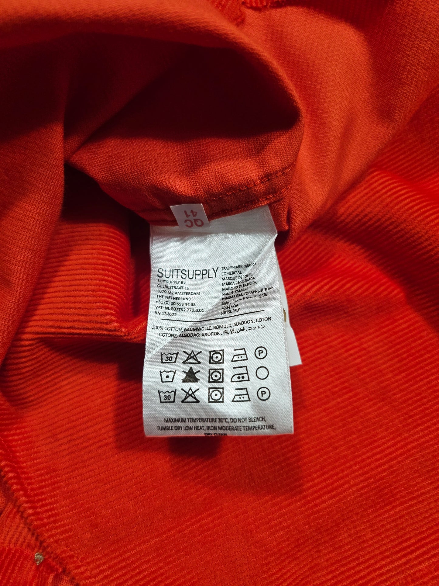 Chemise Suitsupply Orange Corduroy (M)