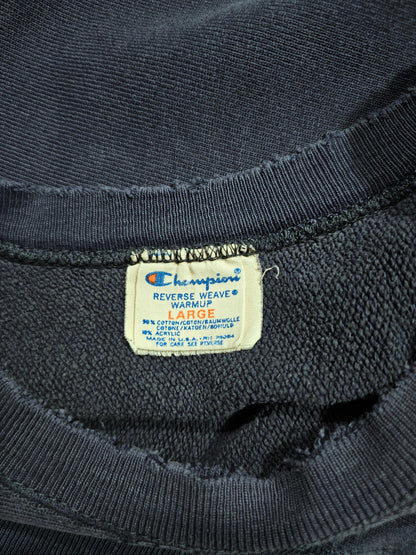 Vintage 80s Champion Reverse Weave Distressed Sweatshirt - Made in USA (L)