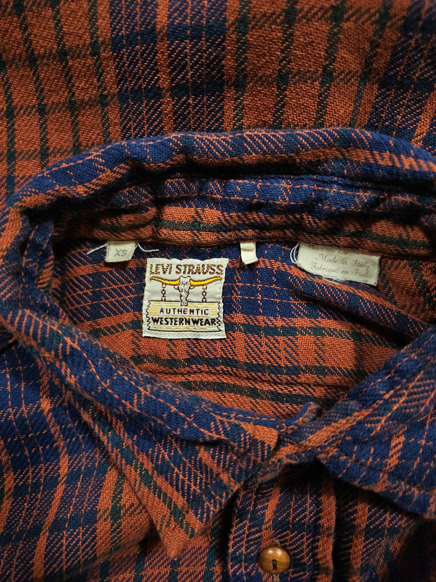 LVC Levi's Vintage Clothing Longhorn Flannel Western Shirt - Made in Italy (XS)