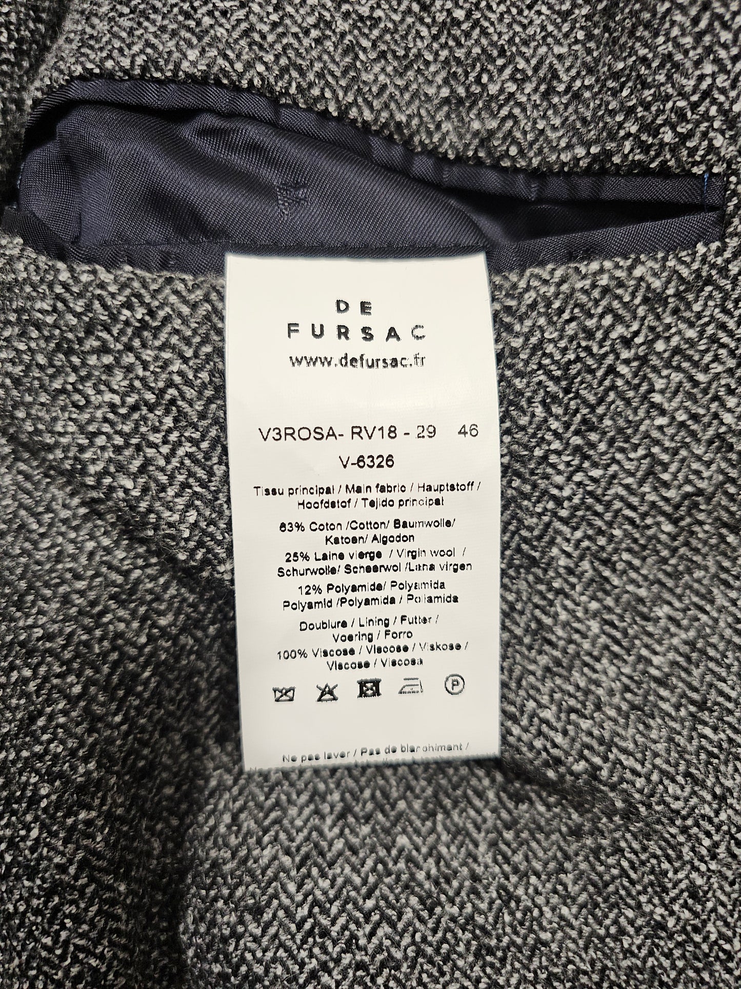 Blazer De Fursac Coton Laine Texturé Gris (46)