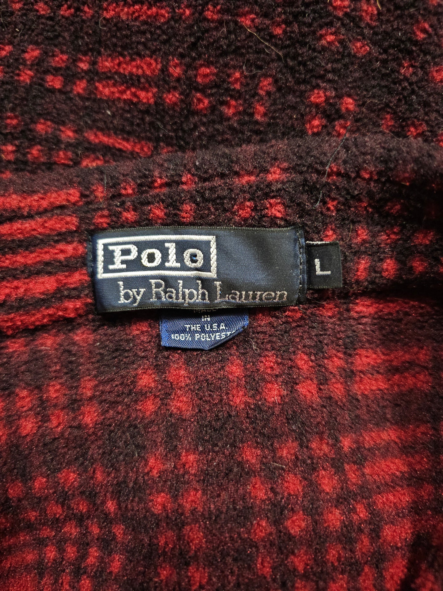 Pull Polaire Fleece Plaid Polo Ralph Lauren Vintage - Made in USA (L)