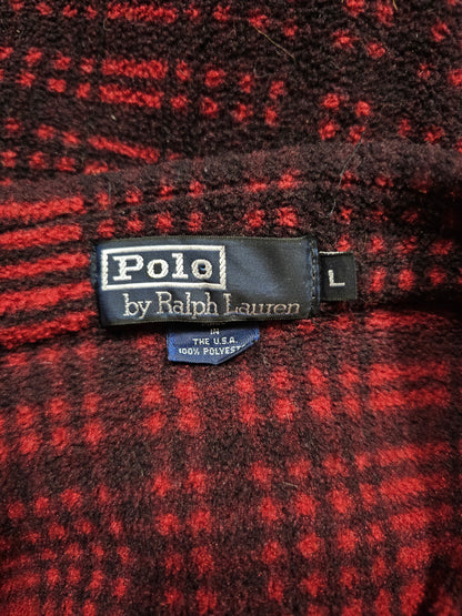 Pull Polaire Fleece Plaid Polo Ralph Lauren Vintage - Made in USA (L)