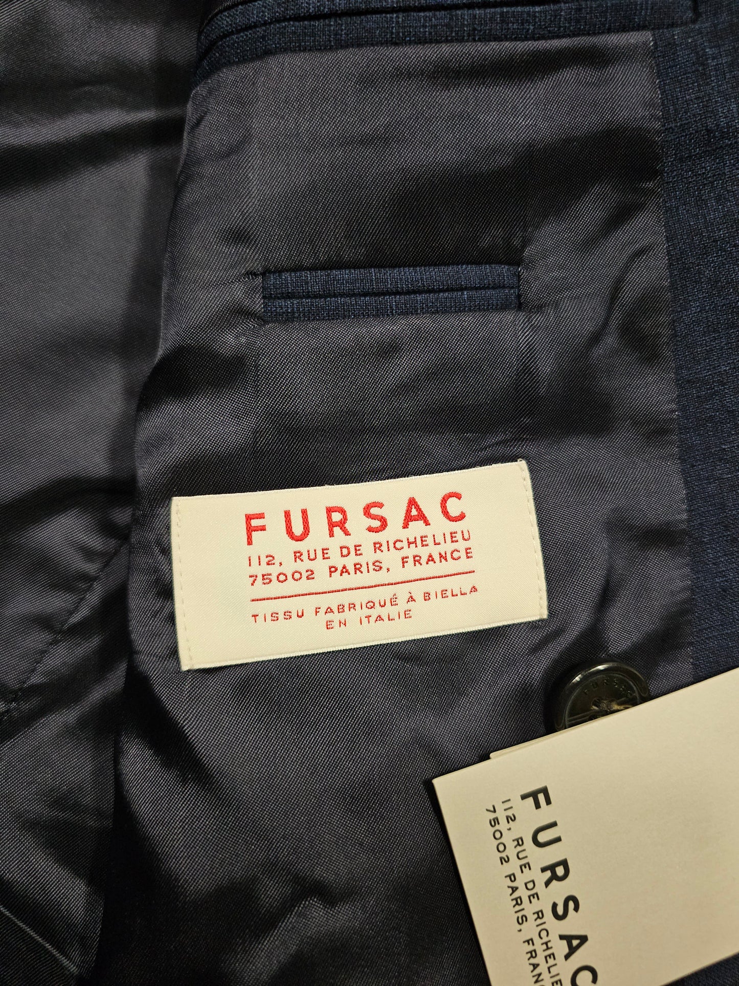 Veste Blazer Double Breasted Fursac Marine Laine Coton Soie (50)