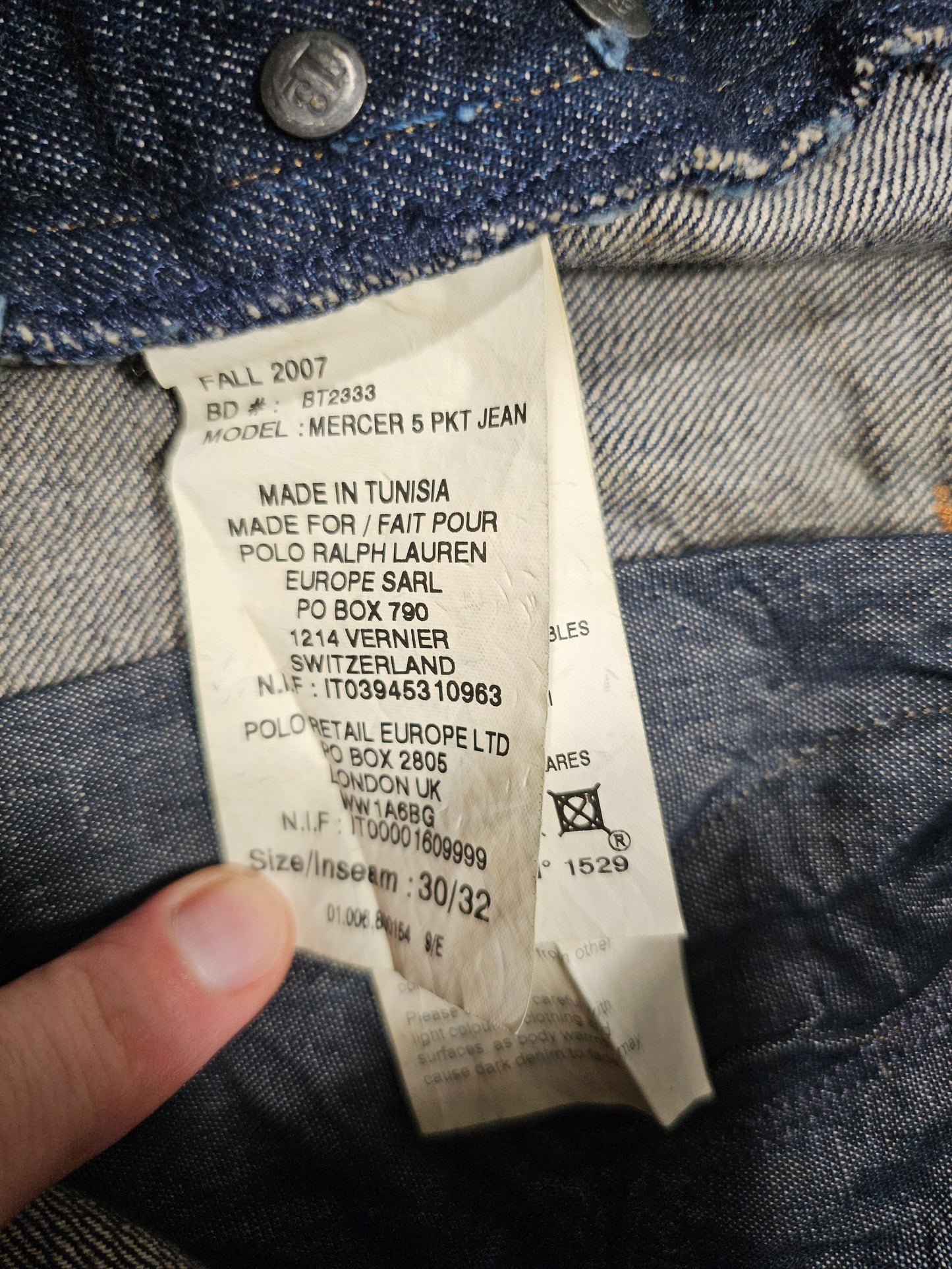 Jean Ralph Lauren Selvedge Kaihara Mills (W29L32, W30L32)