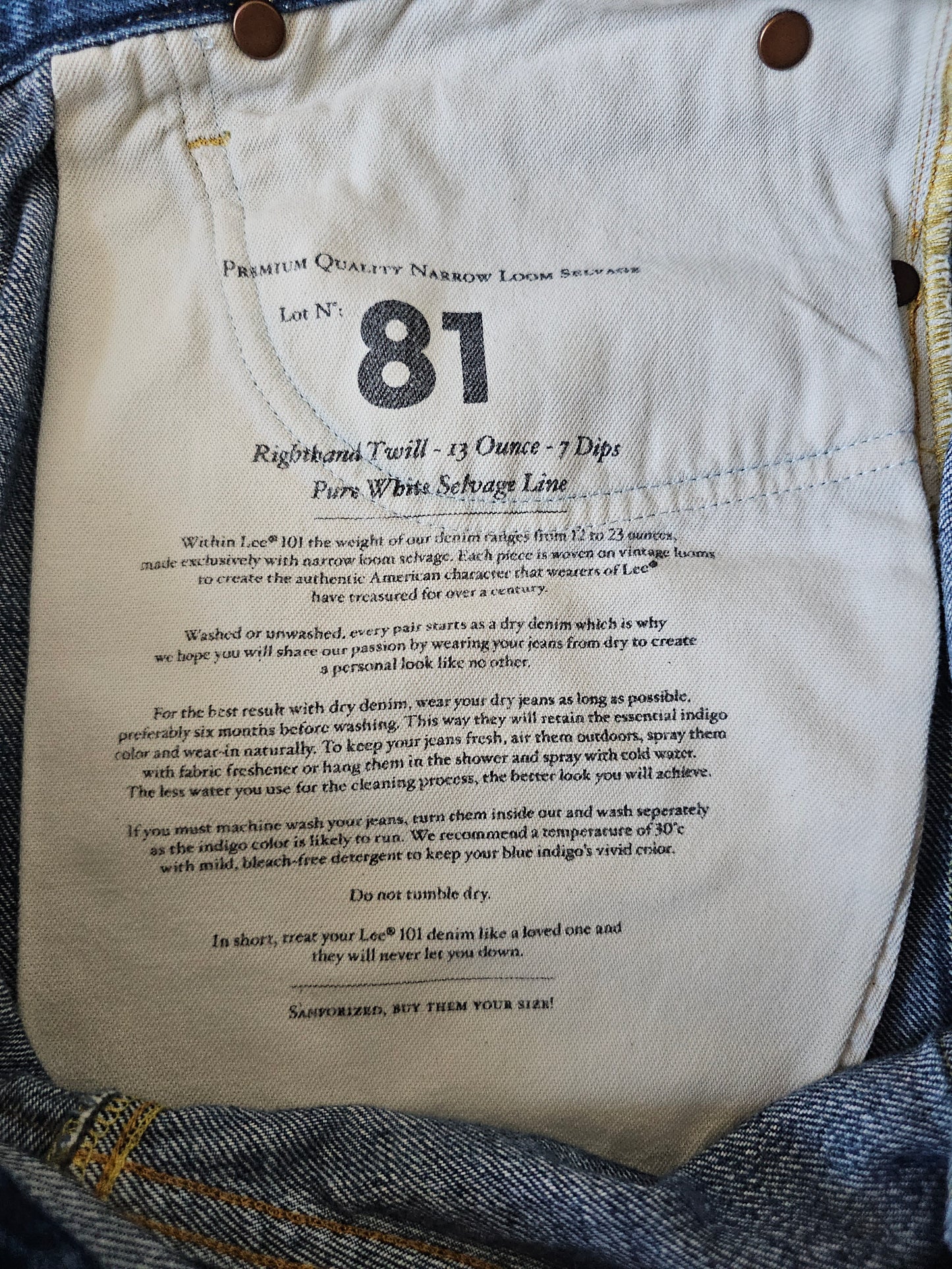 Lee 101S Selvedge Shorts (W34)