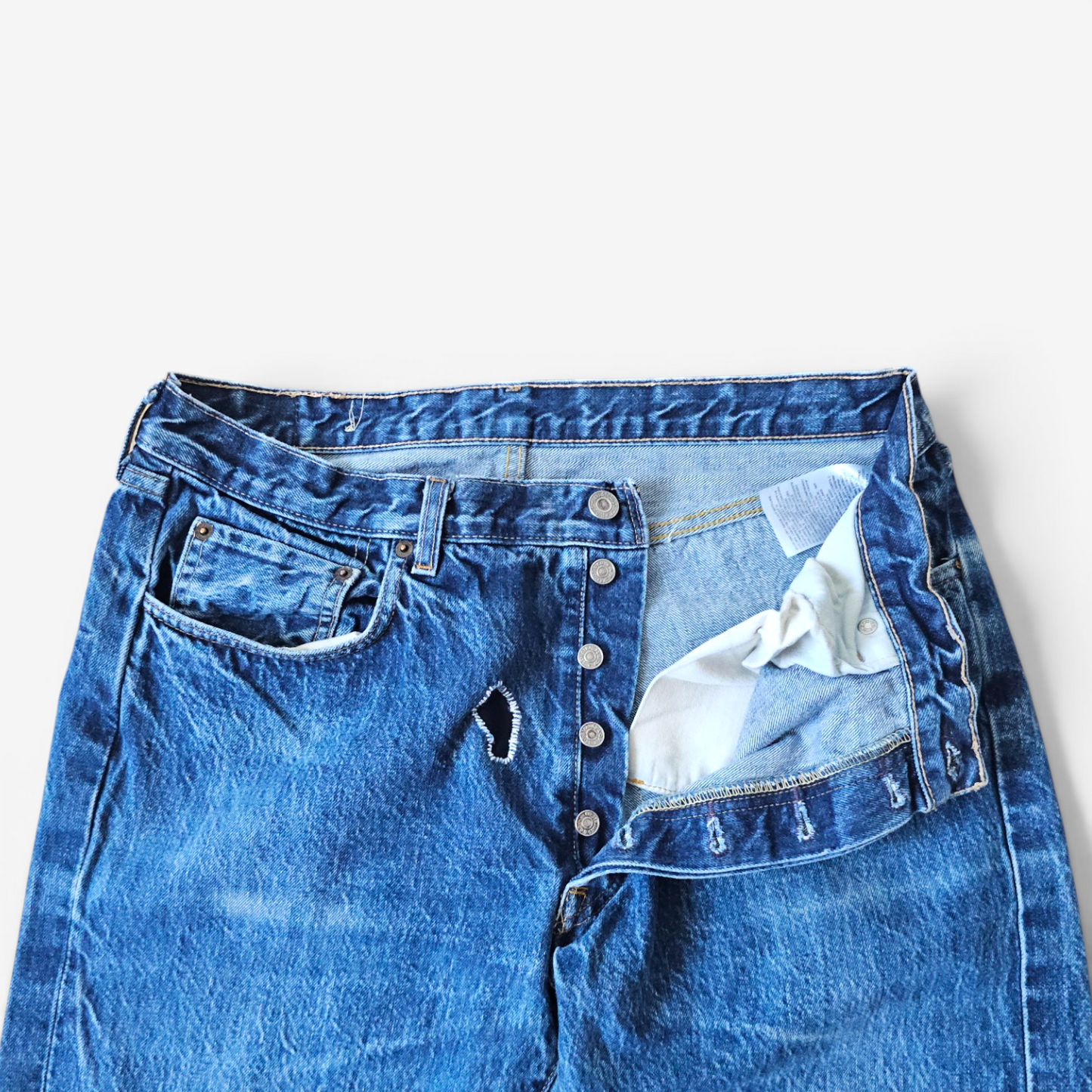 Jean LVC Levi's Vintage Clothing 501 XX 1966 Sashiko Repair - Big E Selvedge (W36L32)