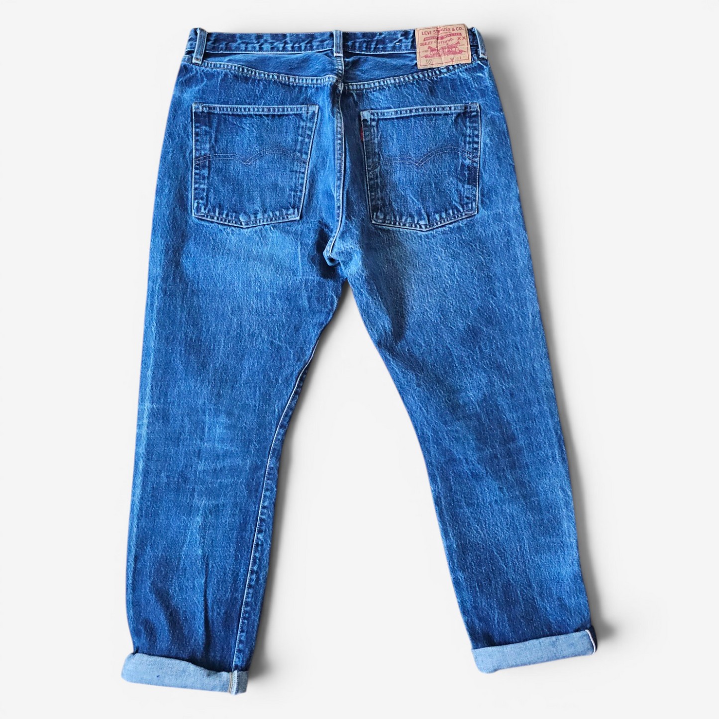 Jean LVC Levi's Vintage Clothing 501 XX 1966 Sashiko Repair - Big E Selvedge (W36L32)
