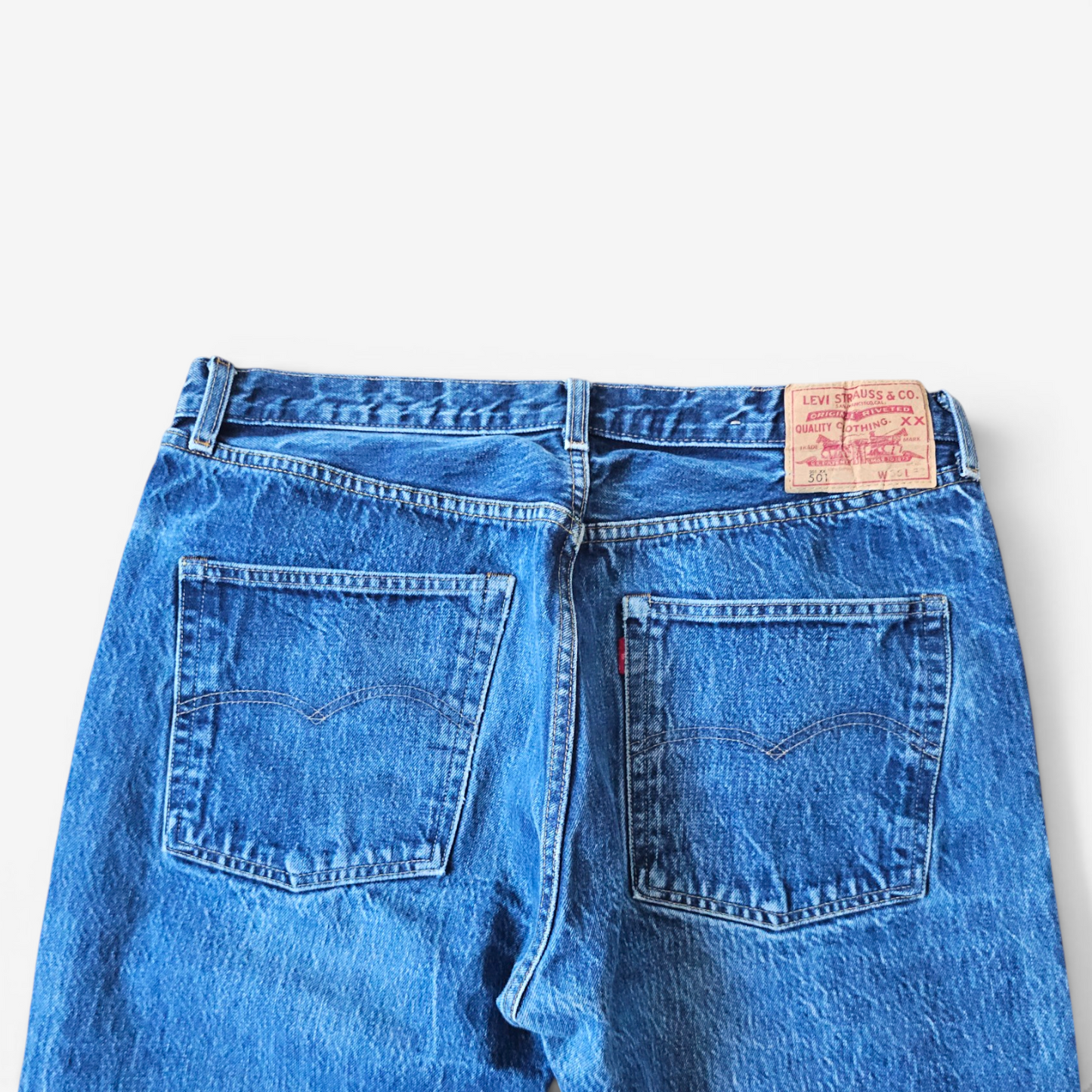 Jean LVC Levi's Vintage Clothing 501 XX 1966 Sashiko Repair - Big E Selvedge (W36L32)