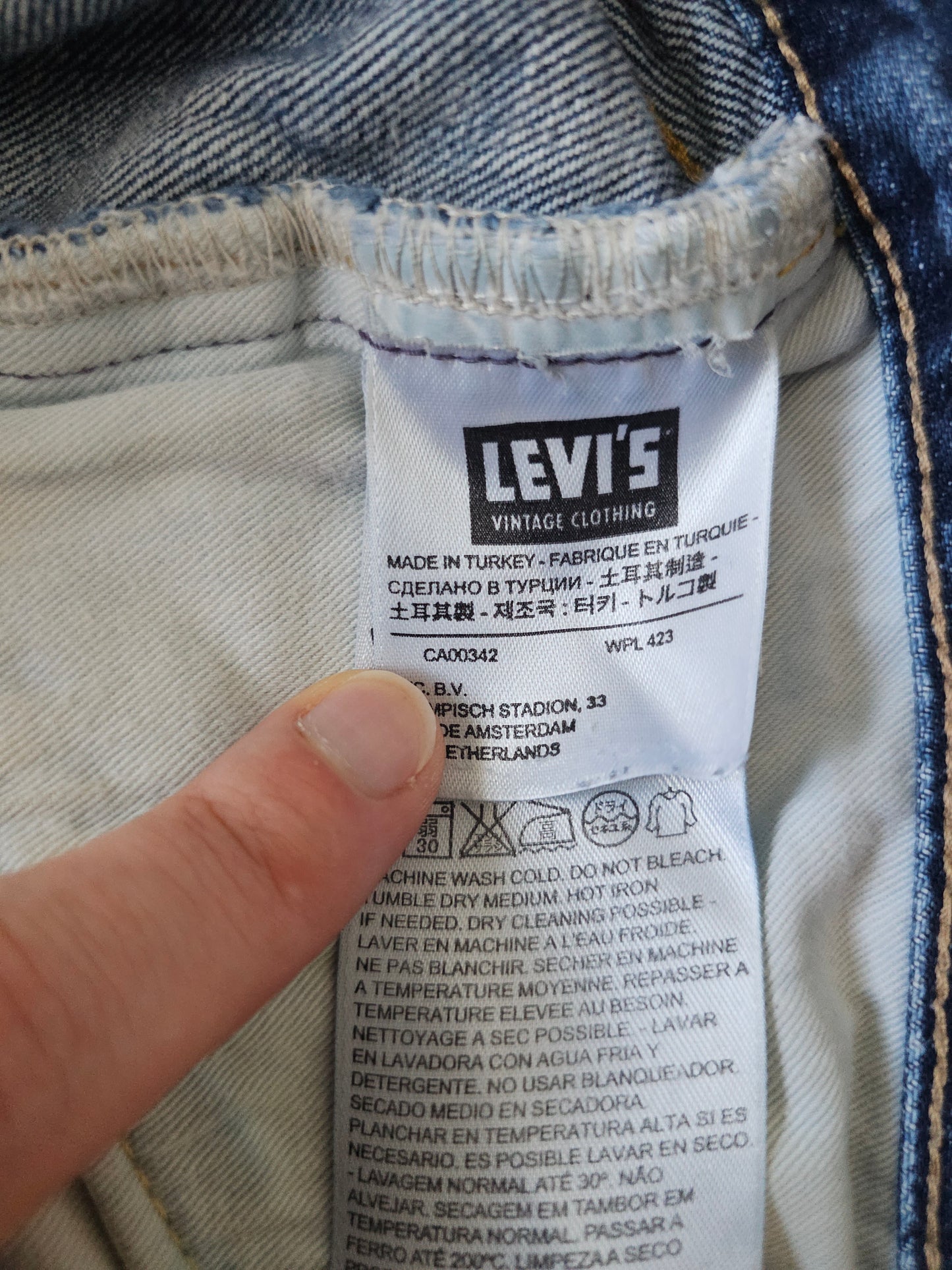 Jean LVC Levi's Vintage Clothing 501 XX 1966 Sashiko Repair - Big E Selvedge (W36L32)