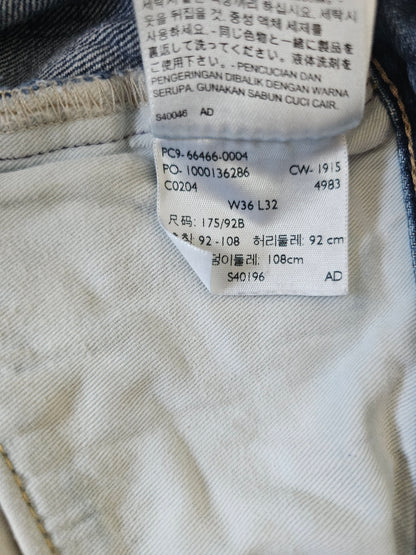 Jean LVC Levi's Vintage Clothing 501 XX 1966 Sashiko Repair - Big E Selvedge (W36L32)