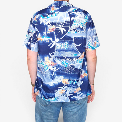 Hawaiian Shirt Vintage 1970's Pacifica Hawaii - Made in USA Hawaii (S)