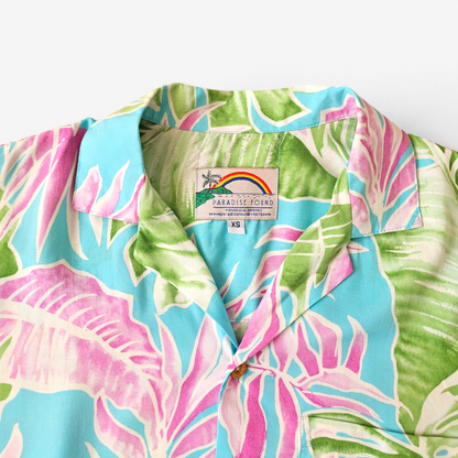 Hawaiian Rayon Shirt Paradise Found Cabana Palms - Made in USA Hawaii (XS)