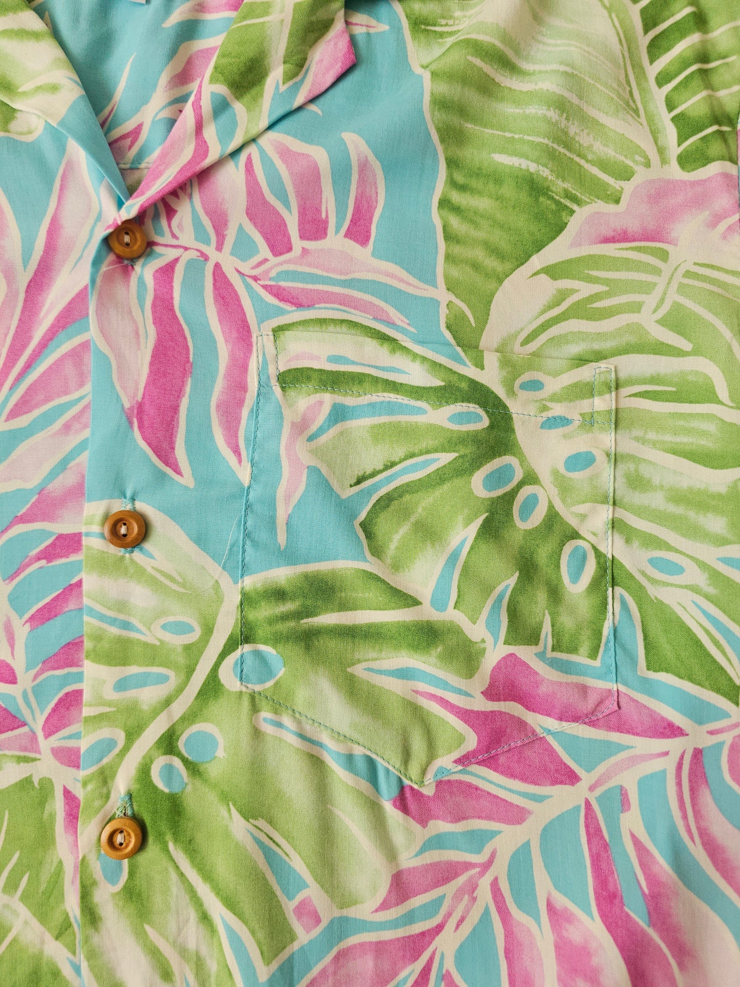 Hawaiian Rayon Shirt Paradise Found Cabana Palms - Made in USA Hawaii (XS)