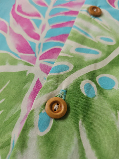 Hawaiian Rayon Shirt Paradise Found Cabana Palms - Made in USA Hawaii (XS)