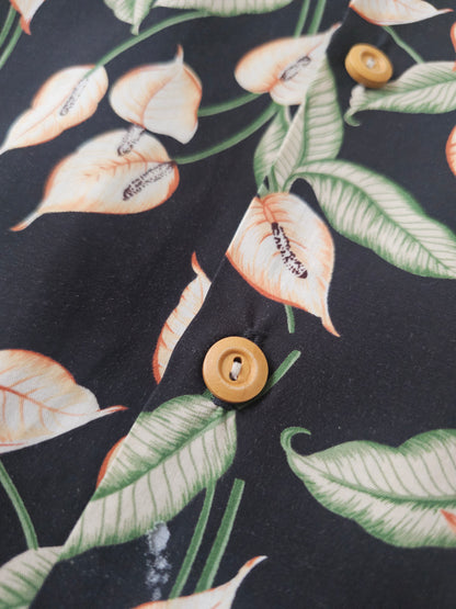 Hawaiian Rayon Shirt Paradise Found Mini Anthurium - Made in USA Hawaii (S)