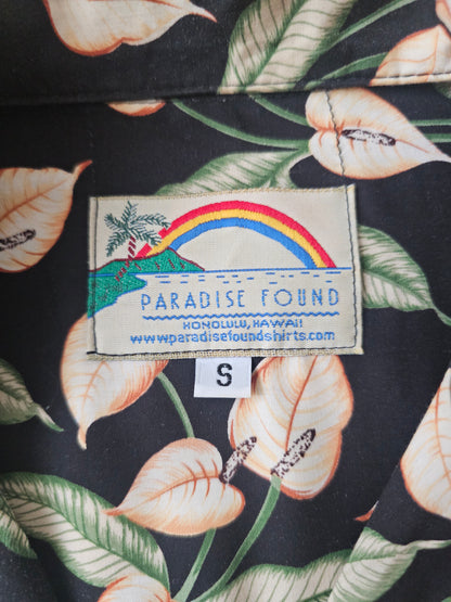 Hawaiian Rayon Shirt Paradise Found Mini Anthurium - Made in USA Hawaii (S)