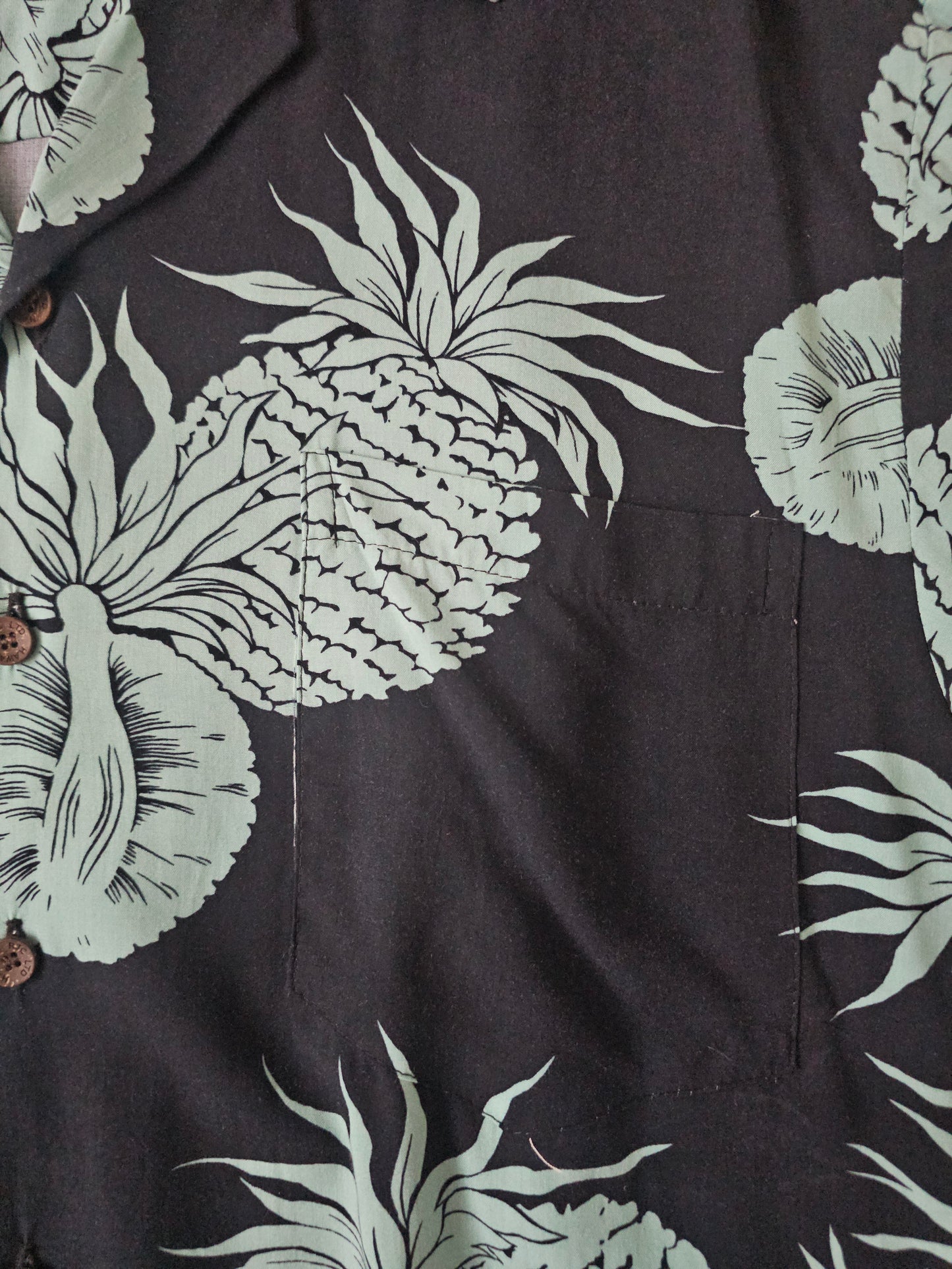 Hawaiian Rayon Shirt Kalaheo Pineapple - Made in USA Hawaii (M)
