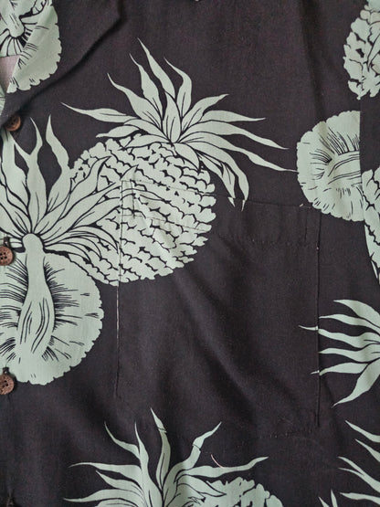 Hawaiian Rayon Shirt Kalaheo Pineapple - Made in USA Hawaii (M)