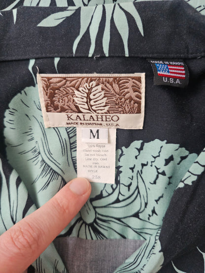 Hawaiian Rayon Shirt Kalaheo Pineapple - Made in USA Hawaii (M)