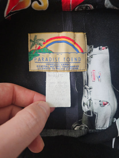 Hawaiian Rayon Shirt Vintage 90's Paradise Found Chevrolet - Made in USA Hawaii (L)