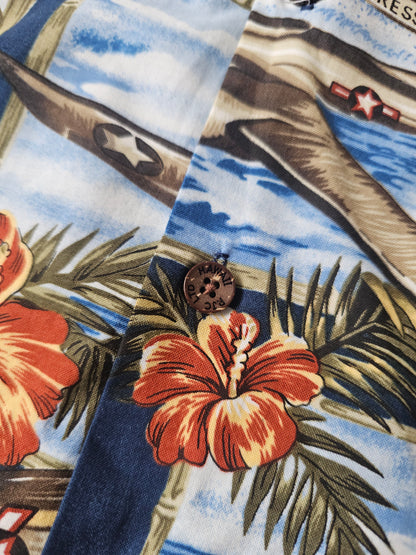 Hawaiian Shirt Vintage RJC WW2 Airplane - Made in USA (S)