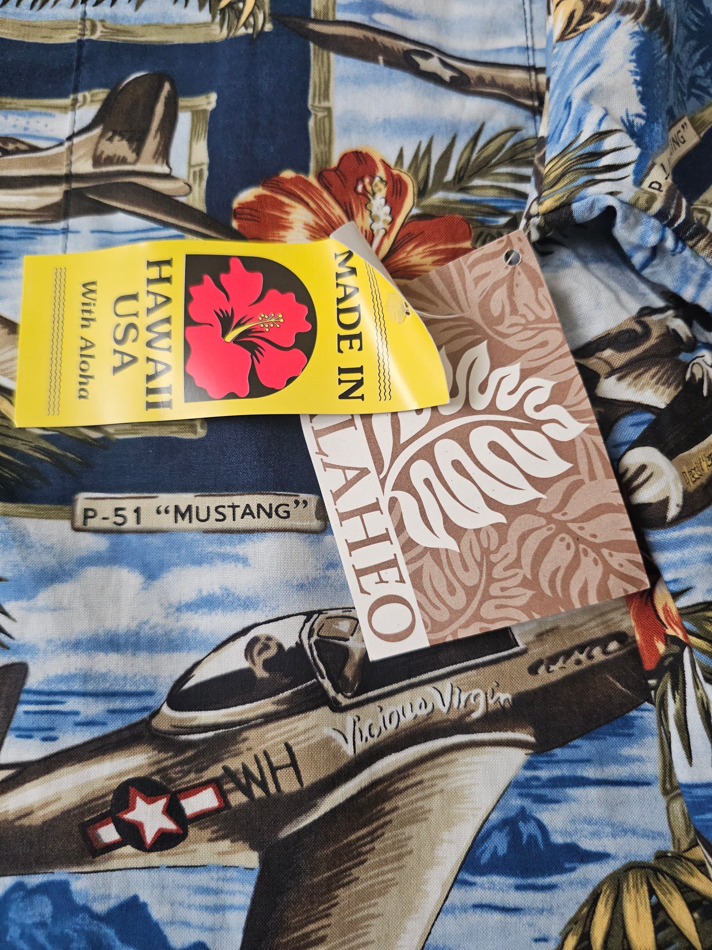 Hawaiian Shirt Vintage RJC WW2 Airplane - Made in USA (S)