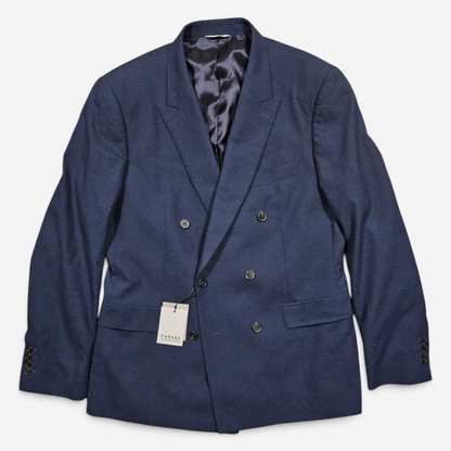 Veste Blazer Double Breasted Fursac Marine Laine Coton Soie (50)